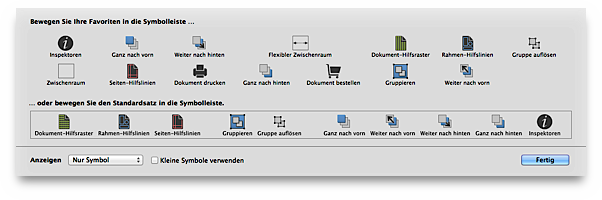 Symbolleiste anpassen - zum Vergrößern bitte anklicken