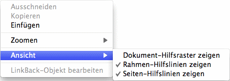 Kontext-Menü für Dokumentseiten