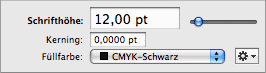 Schriftgröße, Kerning, Füllfarbe