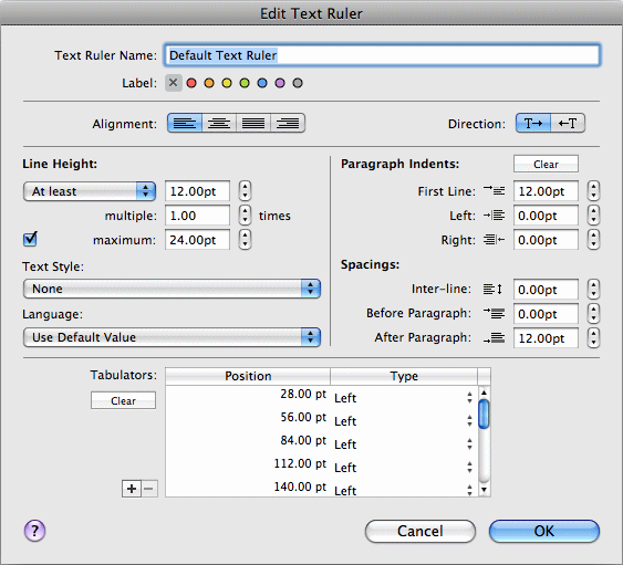 Edit Text Ruler