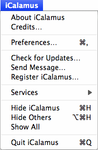 iCalamus menu