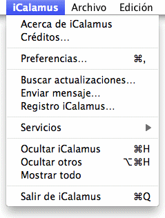 iCalamus menu