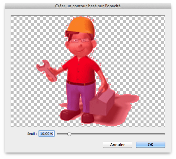 Outil Créer un contour basé sur l'opacité
