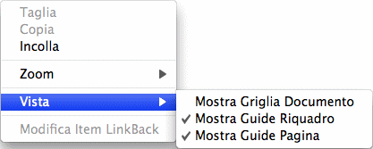 Menù contestuale pagina documento
