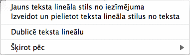 Teksta lineālu papildu funkcijas