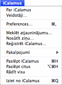 iCalamus izvēlnei