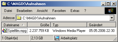 Original-MPEG-Daten vom Fernsehen